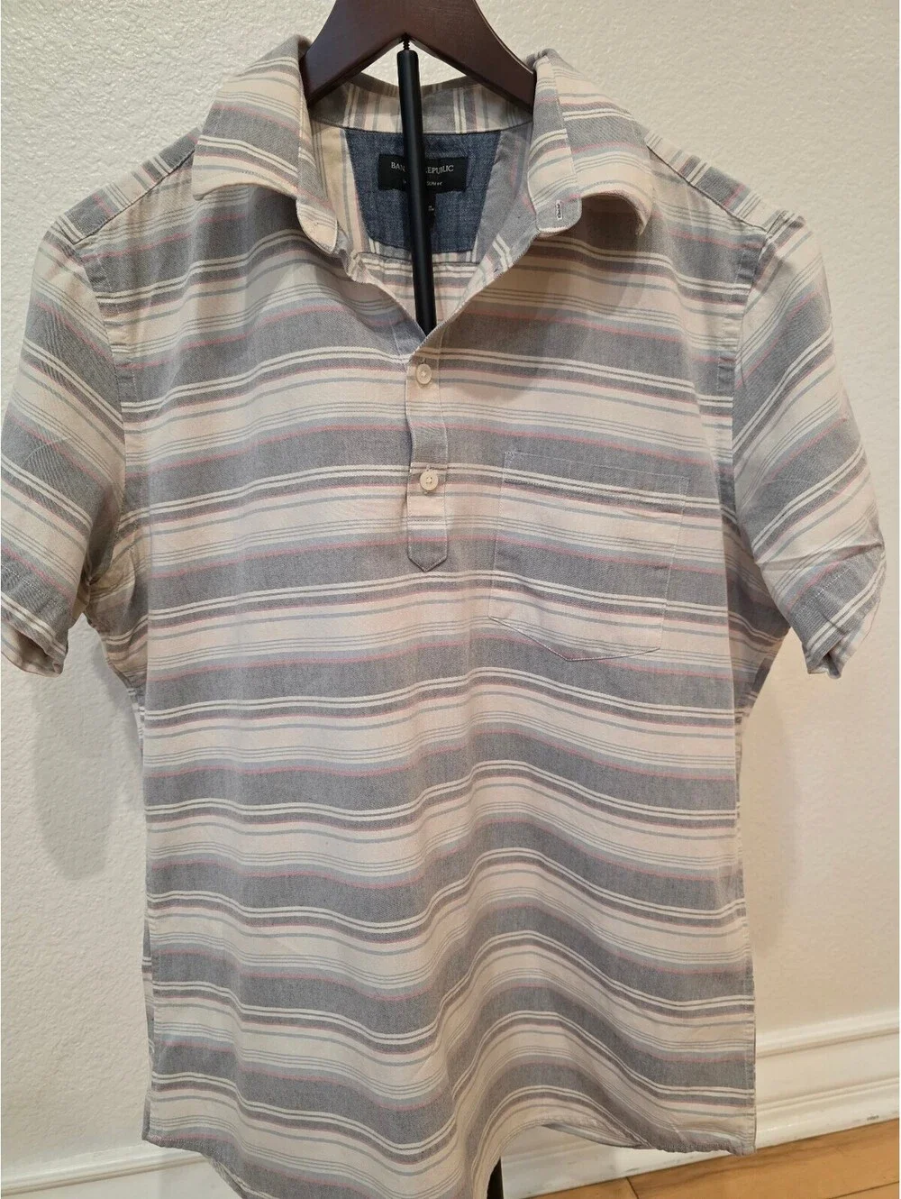 Banana Republic Striped Short Sleeve Polo Shirt - LARGE